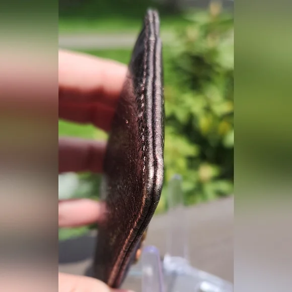 Tory Burch Metallic Brown Card Holder W/ Gold Emblem - Picture 7 of 8